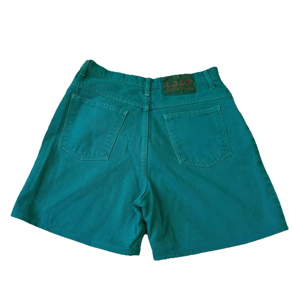 Beverley Hills B.H.D.C. Shorts Women's 9 Turquoise Cotton‎ Hemmed Talon Zipper